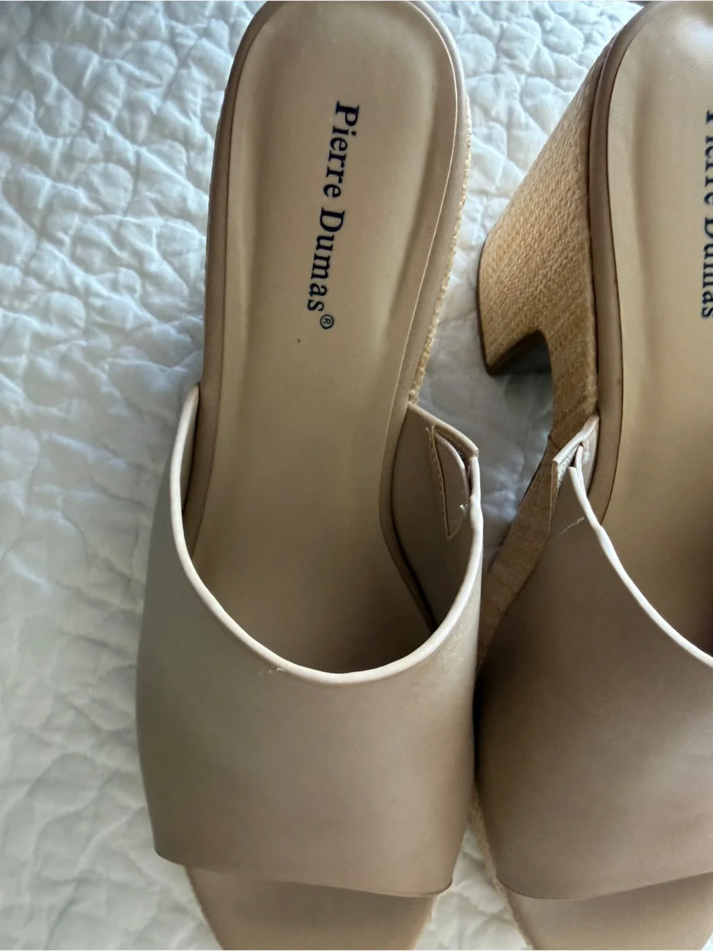 Pierre Dumas Beige Platform Mule Heels